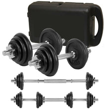 Load image into Gallery viewer, 20kg Cast Iron Adjustable Dumbbell & Barbell Set in Chrome